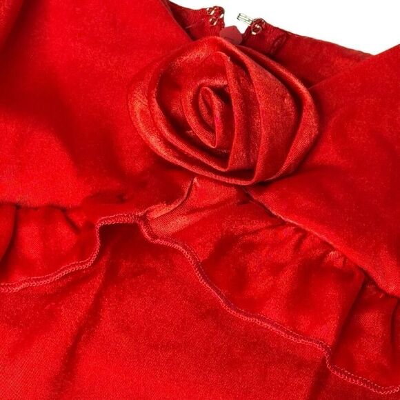 Wild Fable NWT red rosette mini babydoll holiday dress size M - Picture 14 of 14